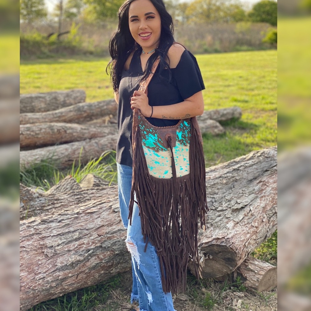 Cowhide Fringe Purse